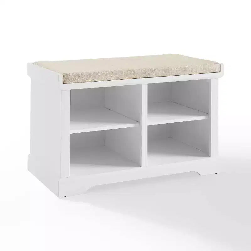 Panca Contenitore Anderson Bianca: Imbottita, Rivestimento in Lino, Stile Farmhouse