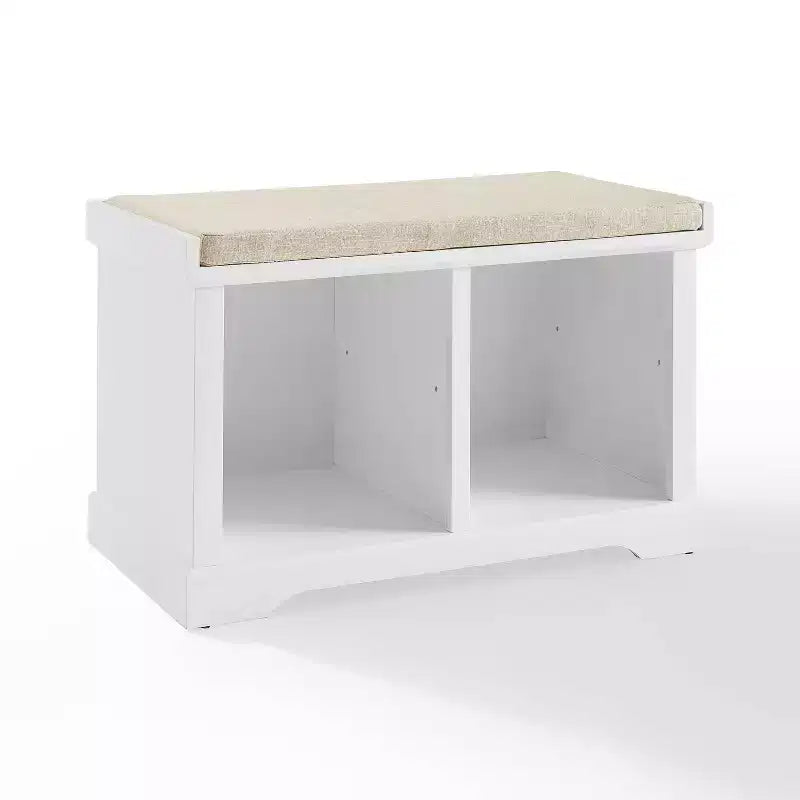 Panca Contenitore Anderson Bianca: Imbottita, Rivestimento in Lino, Stile Farmhouse