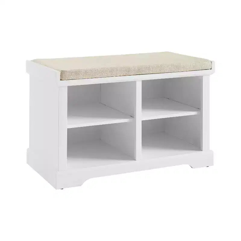 Panca Contenitore Anderson Bianca: Imbottita, Rivestimento in Lino, Stile Farmhouse