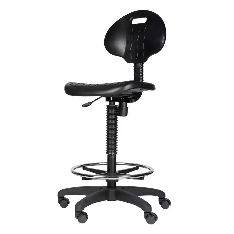 Sedia ergonomica in poliuretano con altezza regolabile da 56 a 81 cm: girevole, supporto lombare, ruote
