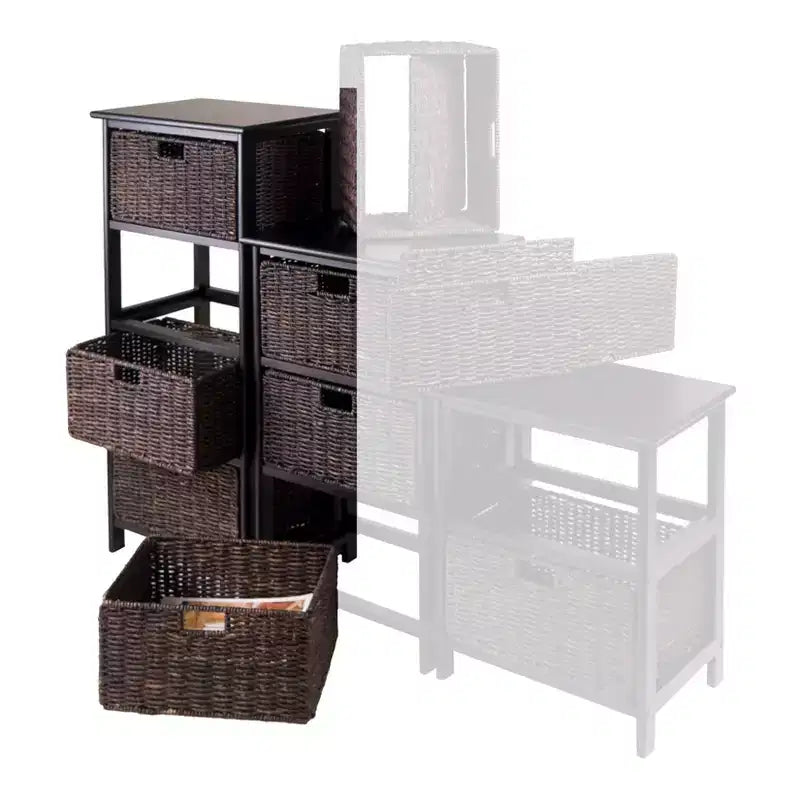 Scaffale da dispensa Omaha da 93,5 cm con cestini, nero: Torre Mid-Century