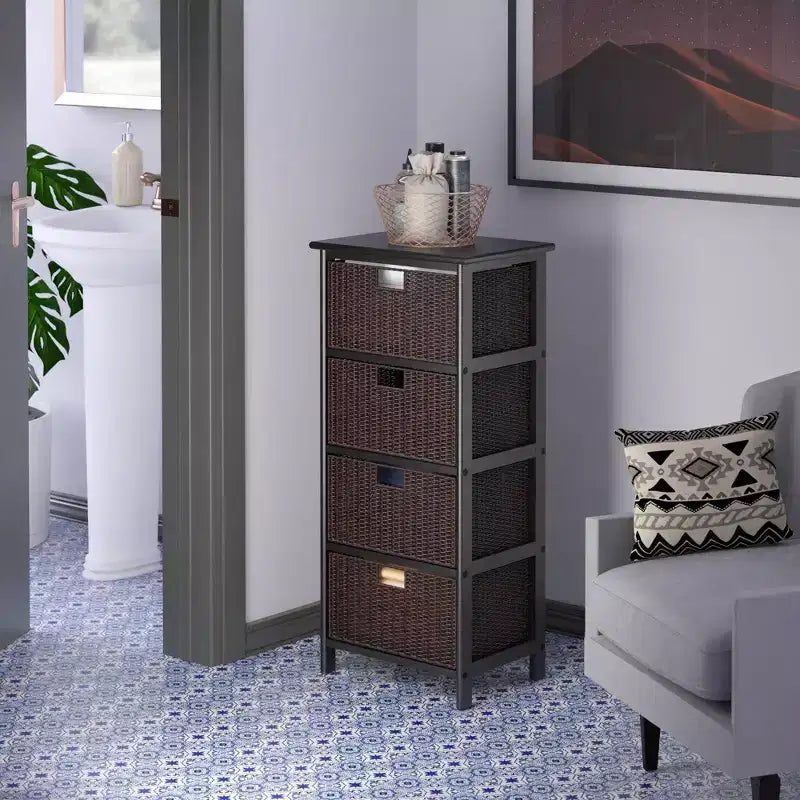 Scaffale da dispensa Omaha da 93,5 cm con cestini, nero: Torre Mid-Century
