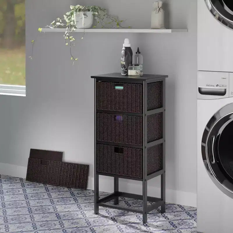 Scaffale da dispensa Omaha da 93,5 cm con cestini, nero: Torre Mid-Century