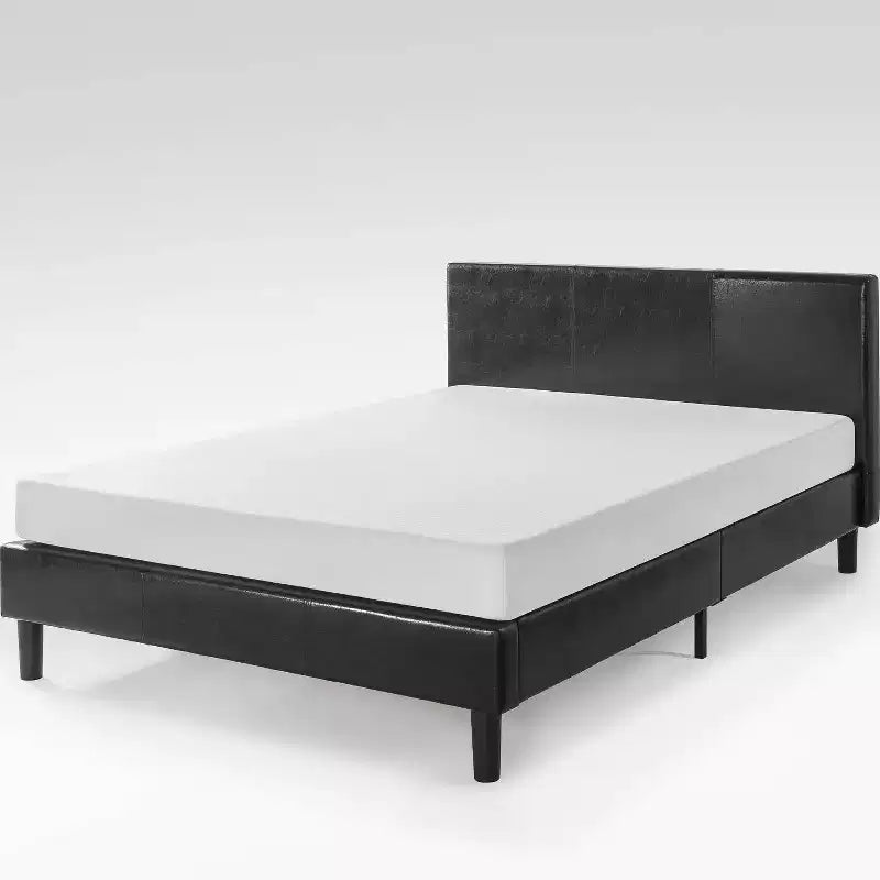 Telaio letto a piattaforma imbottito in ecopelle giada nero