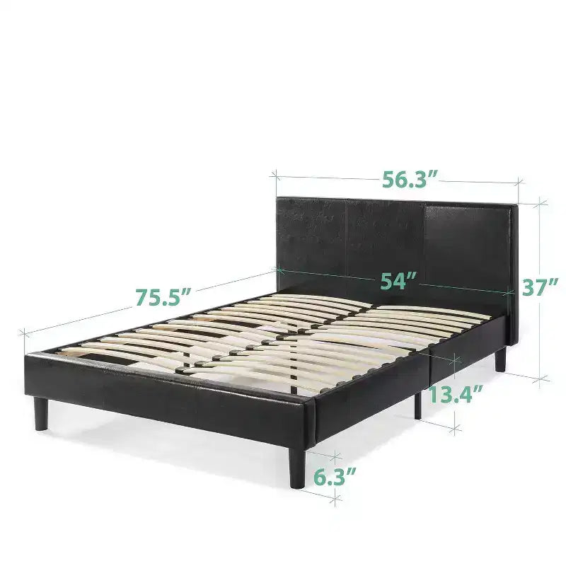 Telaio letto a piattaforma imbottito in ecopelle giada nero