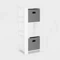 Libreria per Bambini e Torre Organizzatore Giocattoli con 3 Scomparti e 6 Mensole per Libri Bianca con 2 Contenitori in Tessuto