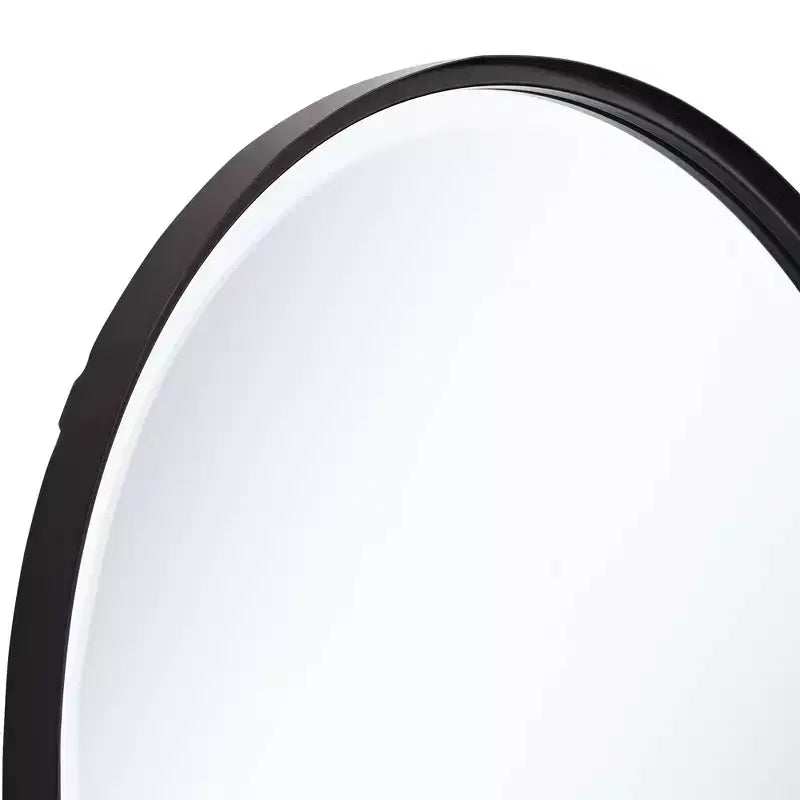 Clara Specchio Decorativo da Parete per Trucco con Arco Superiore, Moderno, Smussato, Cornice in Metallo Nero Opaco, Larghezza 60 cm, per Bagno, Camera da Letre, Soggiorno, Ingresso di Casa