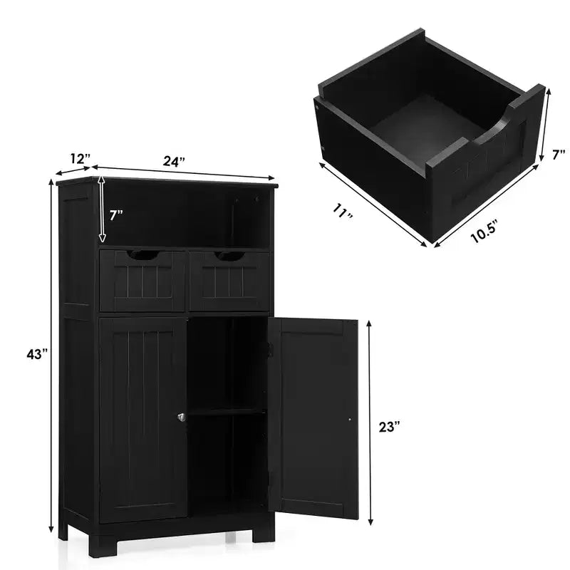 Mobiletto da bagno in legno con cassetti e ante