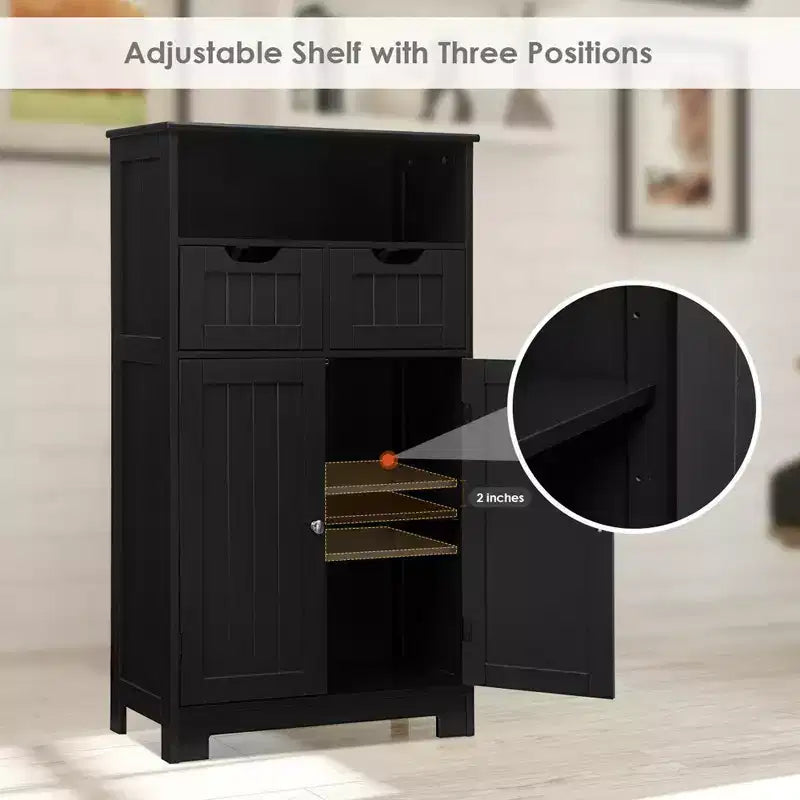 Mobiletto da bagno in legno con cassetti e ante