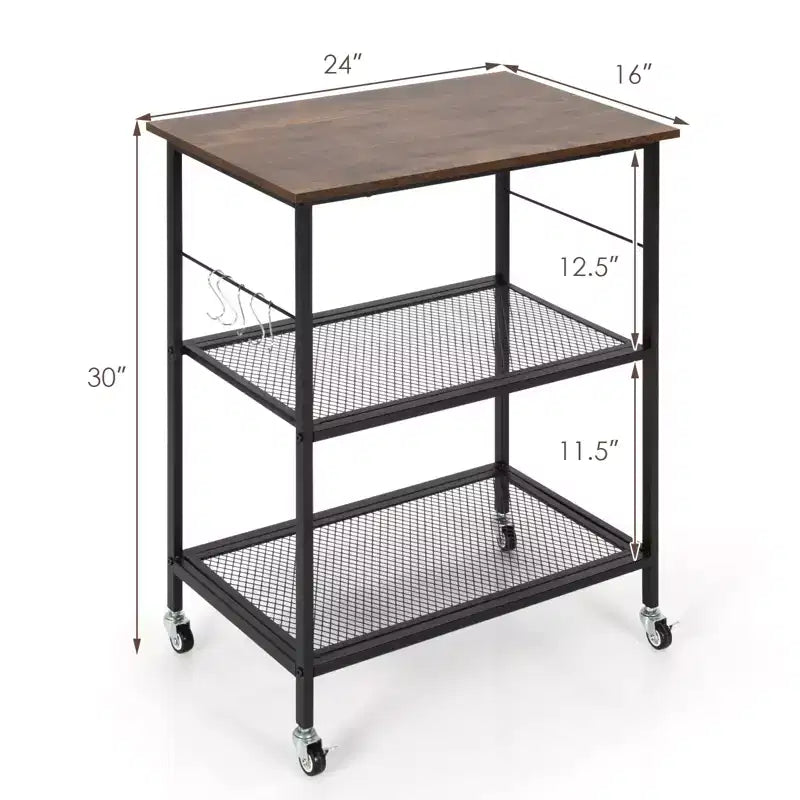Carrello da portata industriale Carrello da cucina su ruote con spazio di archiviazione Nero
