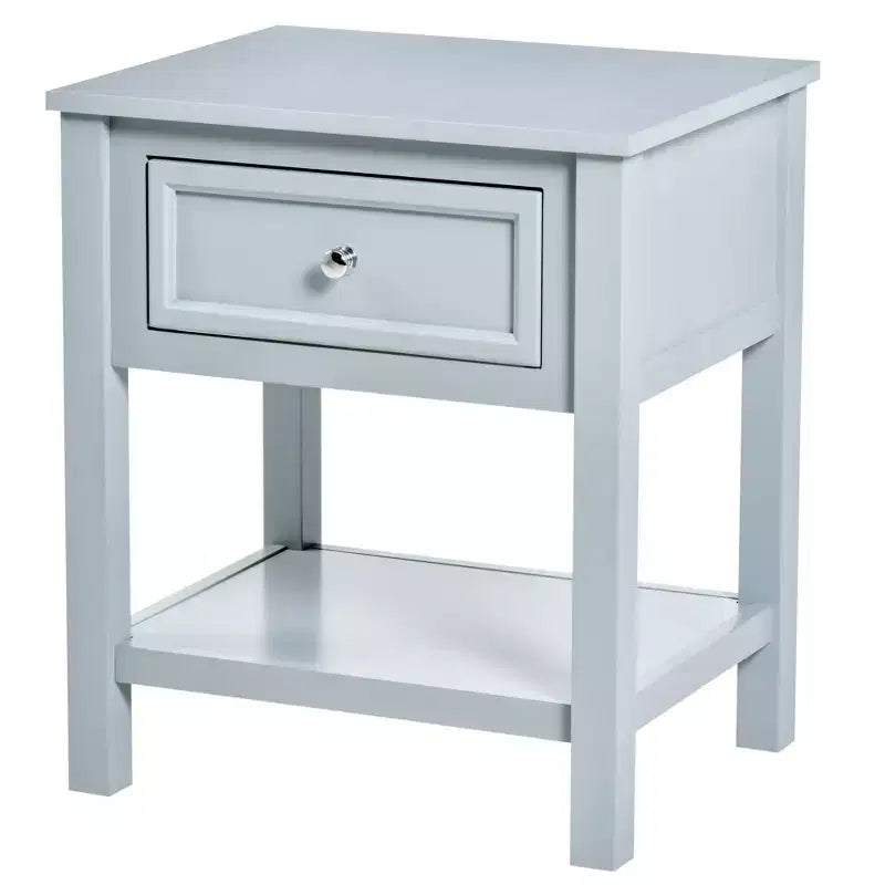 Accent End Table, Sofa Side Table with Storage Drawer and Bottom Shelf for Living Room,gray