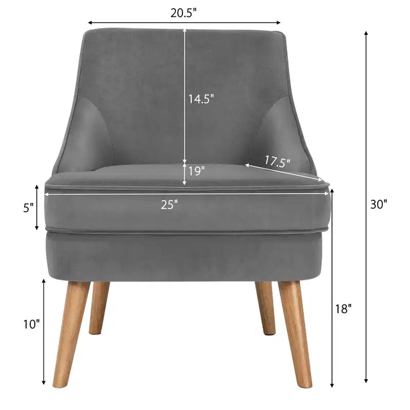 Set di 2 Poltrone Accent in Velluto Poltroncina Singola con Gambe in Legno Massello di Gomma Rosa\Verde\Grigio