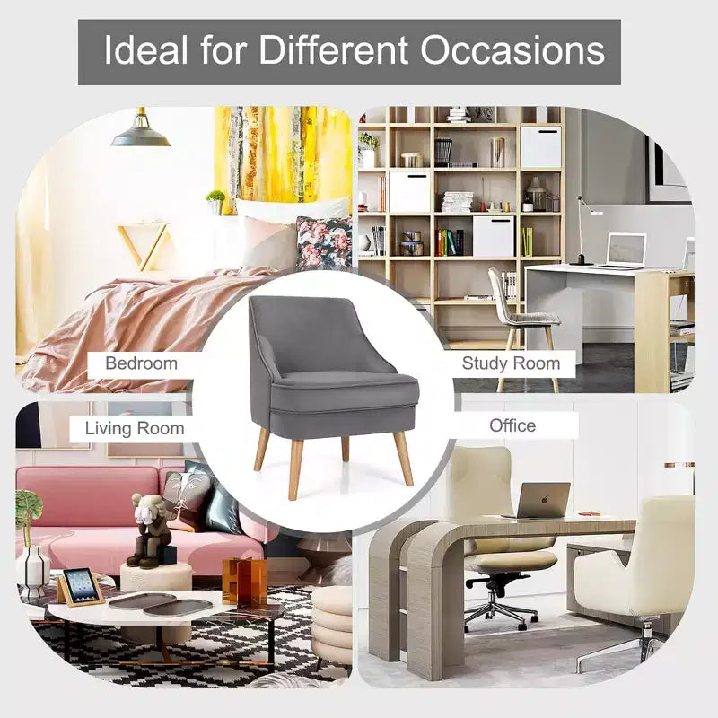 Set di 2 Poltrone Accent in Velluto Poltroncina Singola con Gambe in Legno Massello di Gomma Rosa\Verde\Grigio