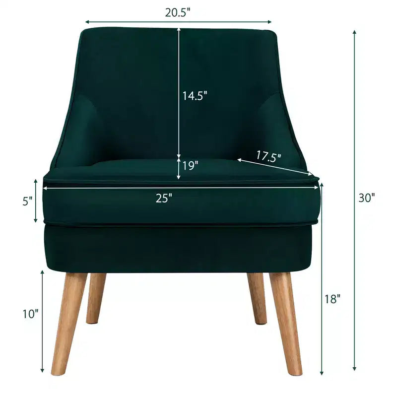 Set di 2 Poltrone Accent in Velluto Poltroncina Singola con Gambe in Legno Massello di Gomma Rosa\Verde\Grigio