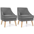 Set di 2 Poltrone Accent in Velluto Poltroncina Singola con Gambe in Legno Massello di Gomma Rosa\Verde\Grigio